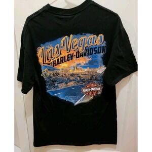 Harley Davidson Shirt Men's L Black Graphic Motorcycle Rider Las Vegas Nevada